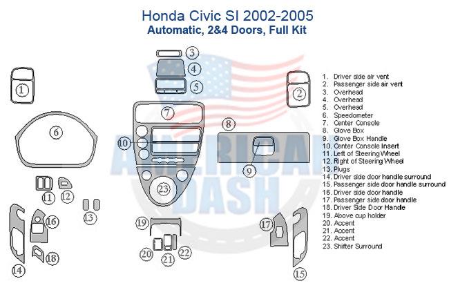 Honda civic sl2 2005 automatic door kit with accessories for car.