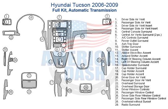 Hyundai Tacoma 2006-2009 wiring diagram with car dash kit.