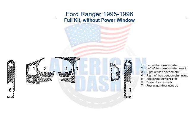 Ford Ranger interior car kit with full power window accessories for car.