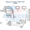 Interior dash trim kit for the Mercury Cougar.