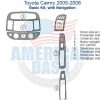 Toyota camry 2006 interior car kit, car dash kit, or dash trim kit diagram.