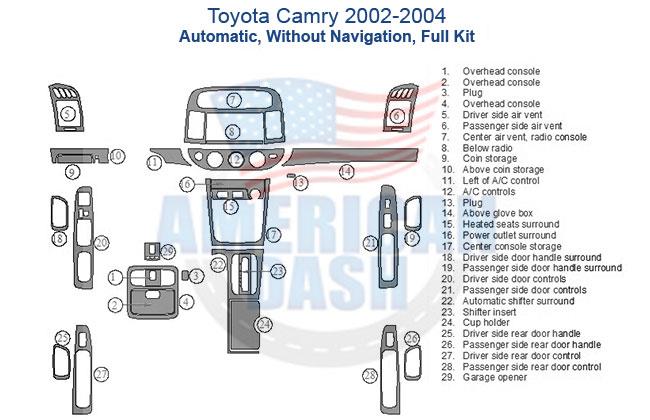 Toyota Camry 2004 interior car kit.