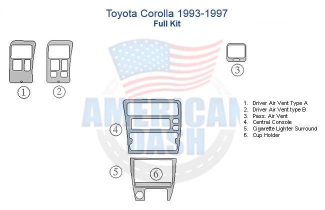 Toyota corolla 1997 interior dash trim kit.