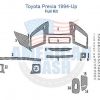 A Toyota Previa interior car kit, including a dash trim kit and instrument panel wiring diagram.