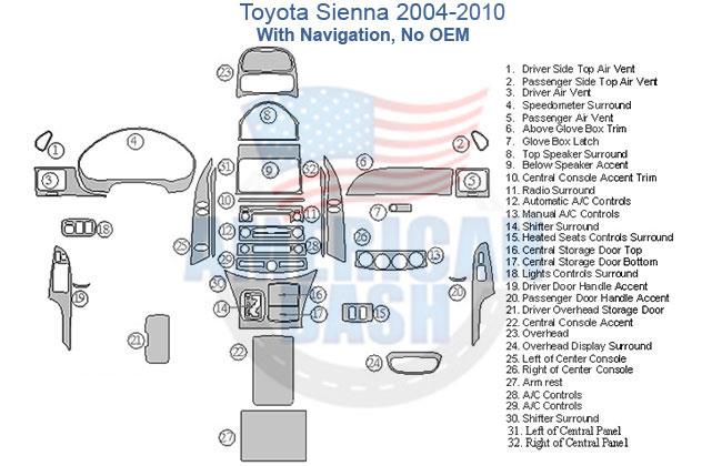 Toyota Sienna 2006-2010 wiring diagram with Accessories for car Inteior car kit included.