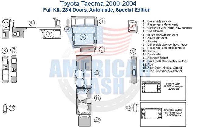 Toyota Tacoma 2006 - 2012 with a variety of accessories for car such as wood dash kit and dash trim kit.