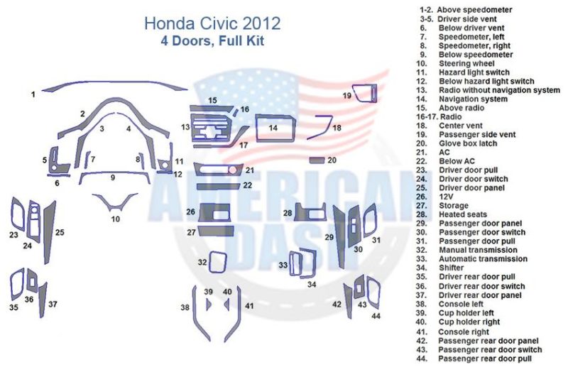 Honda civic 2012 oem car dash kit is the perfect accessory for your vehicle's interior.