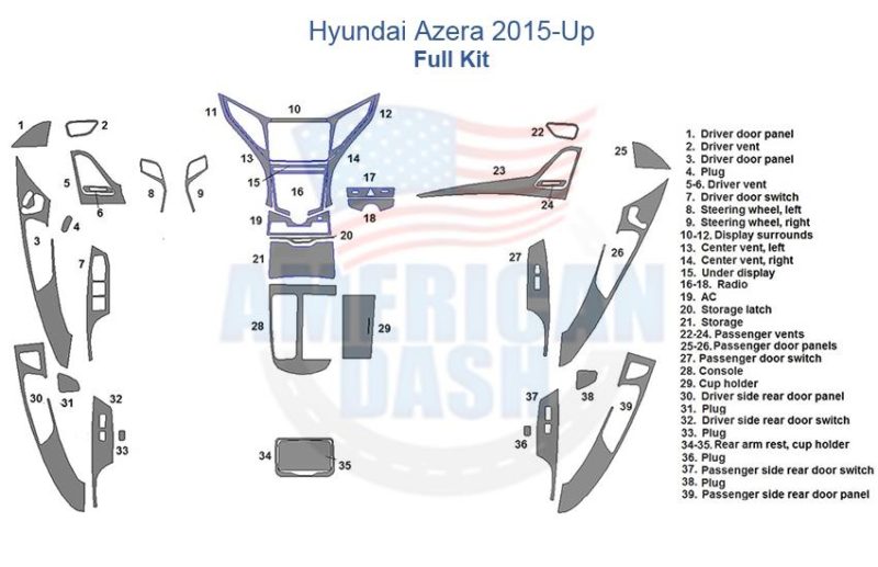Hyundai Elantra 2013 wood dash kit for interior trim, enhancing the car's accessories.