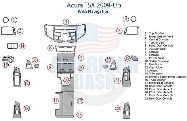 Acura tsx wood dash trim kit.