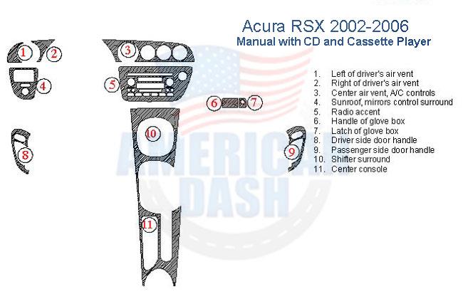 Acura rsx 2006 manual with CD player and interior dash trim kit.