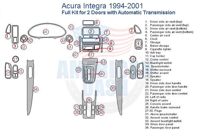 Acura Integra car interior parts diagram.