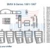 A diagram showing the parts for a BMW 6 series car dash kit.