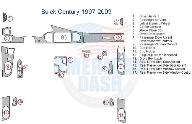 Buick century 1997 - 2003 interior car kit with dash trim accessories.