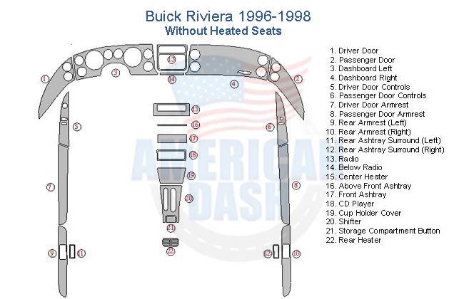 A diagram showing the wiring for a Buick Riviera interior dash trim kit.