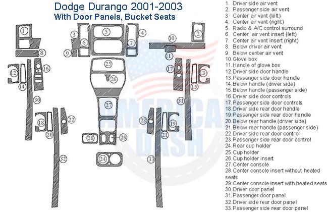 Dodge Durango 2006-2009 wood dash kit interior wiring diagram.