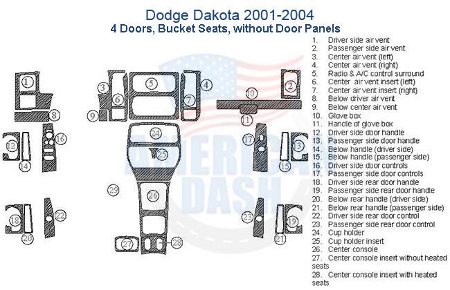 Dodge plymouth 2004 car dash kit and door panel kits.