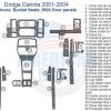 Dodge Dakota 2002-2004 dash and door panel parts diagram.