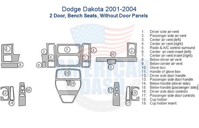 Dodge Dakota 2007-2010 2 door bench seat and door panel with wood dash kit.
