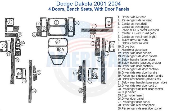 Dodge Dakota 2004 2006 2007 2008 2012 2013. Car dash kit, Interior car kit, Dash trim kit.