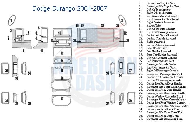 Dodge Durango 2004-2007 dash wiring diagram is available for an interior car kit.