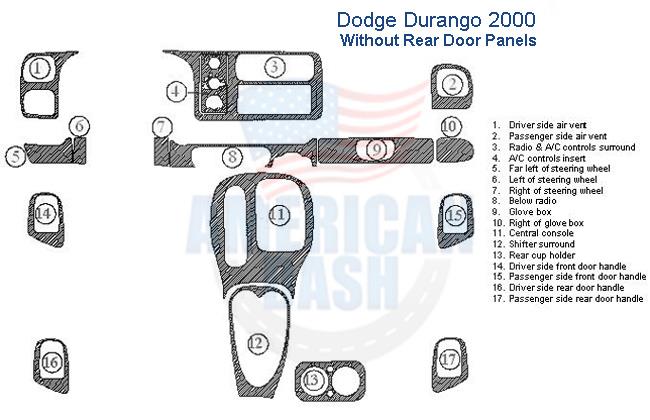 Dodge Durango 2000 door panel and wood dash trim kit.