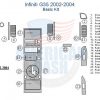 A diagram showing the parts of the interior of a Chevrolet Infiniti GS 2002-2004 featuring accessories for the car.