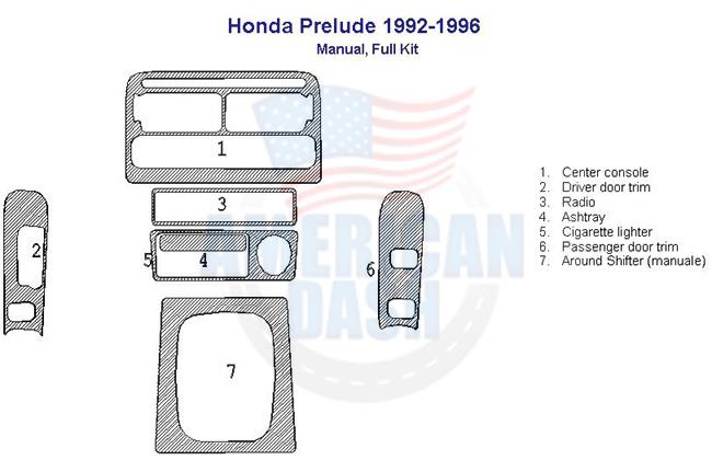 Honda Prelude interior car kit includes a stereo wiring diagram.