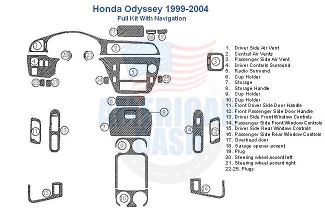 Honda Odyssey interior car dash kit diagram.