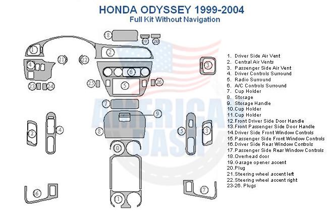 Honda Odyssey stereo wiring diagram with interior dash trim kit and accessories for car available.