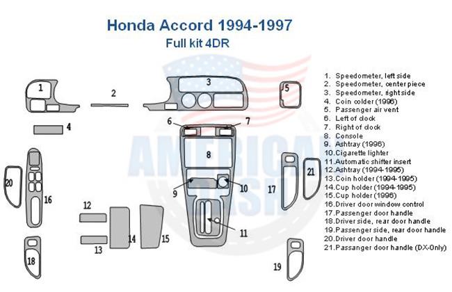 Honda Accord wiring diagram for interior dash trim kit accessories for car.