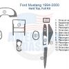 A diagram of the interior dash trim kit of a Ford Mustang.