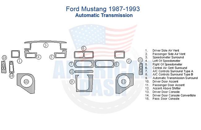Ford mustang 1967 - 68 automatic transmission dash kit, including interior car accessories for car.