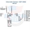 Chevrolet Camaro 1997-2002 interior parts diagram with accessories for car and a dash trim kit.