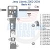 A diagram of the car dash for a Jeep Liberty, including accessories from an interior car kit.