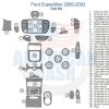 A diagram of the interior of a Ford Expedition featuring a Wood Dash Kit.