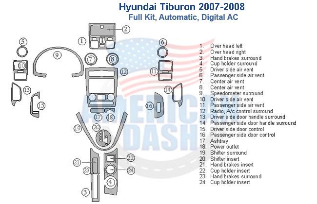 Hyundai Tahoe 2008 car dash kit wiring diagram.