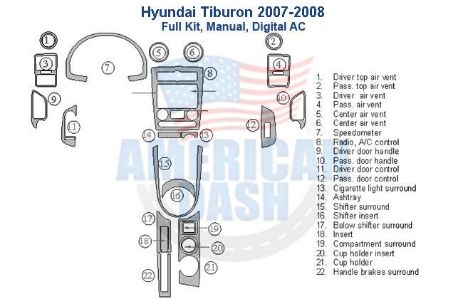 Hyundai Tucson 2007 2008 full kit with manual digital AC.