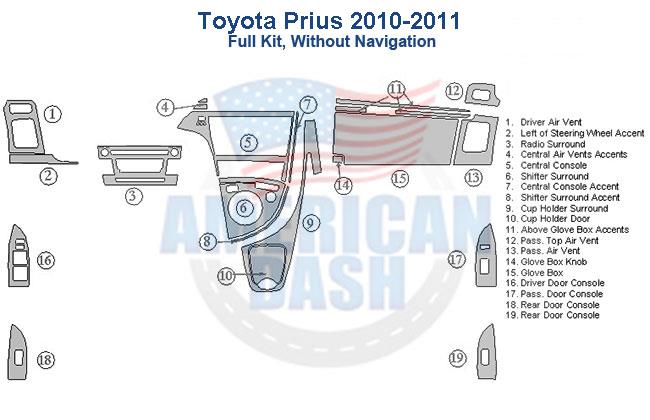Toyota Prius 2010-2011 wood dash kit without navigation.