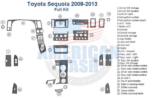 Toyota sequoia 2008-2013 car dash kit.