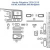 A diagram of the interior dash trim kit of a Honda Ridgeline.
