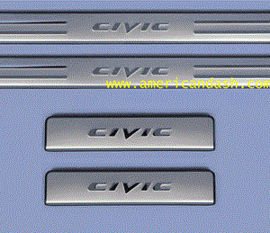 A set of Compatible with Honda Civic 2006 - 2008 Door Sills on a blue background can be enhanced with an interior car kit.