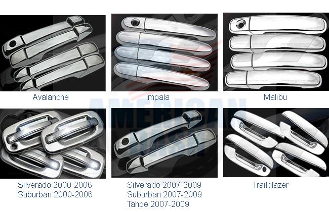 Chrome door handle covers and accessories compatible with Chevrolet Door Handles for the Toyota Yaris.