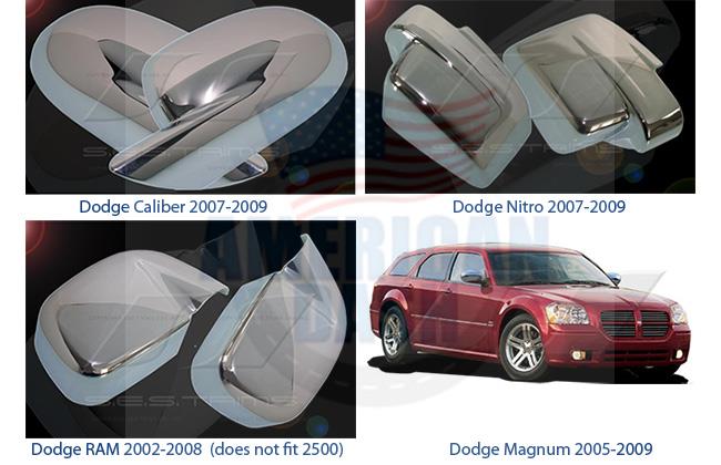 Four different pictures of a Compatible with Dodge Mirror Covers car dash kit.