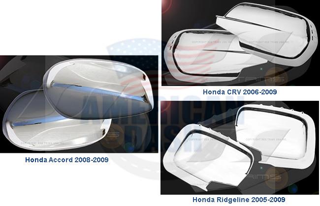 Four different pictures of a car with a white interior featuring a wood dash kit and Compatible with Honda Mirror Covers.