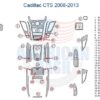 Diagram showing labeled dashboard and interior trim pieces for Fits Cadillac CTS 2008–2013 Dash Trim Kit, with each part numbered and listed on the right—perfect for reference or installation.