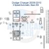 Diagram of the Fits Dodge Charger 2008-Up Basic Dash Trim Kit designed for the 5 Speed Automatic layout, labeled with various dashboard components and accents.