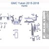 Diagram of a Fits GMC Yukon / Yukon XL / Yukon Denali 2015 2016 2017 2018 Full Dash Trim Kit, depicting various numbered components for installation, including air vents, speedometer surrounds, door controls, and storage areas.