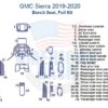 Exploded view diagram of a Fits GMC Sierra 2019-2020, Bench Seat, Full Dash Trim Kit with labeled parts including seats, doors, and interior components.