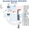 Here is a revised version of the sentence using the provided product data:

The Fits Hyundai Genesis 2010, 2011, 2012 full kit features a dashboard diagram with labeled parts such as vents, panels, and speakers. The American Dash logo in the background complements this detailed guide for 2010 to 2012 models.