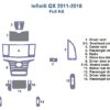 A diagram showing the parts of the interior of an Infiniti GX with a Fits Infiniti QX 2011 2012 2013 2014 2015 2016 Full Dash Trim Kit.